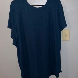 Waffle knit shirt sleeve shirt
